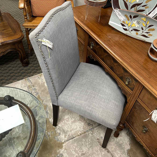 Gray Upholstered Chair w/Nail Heads
