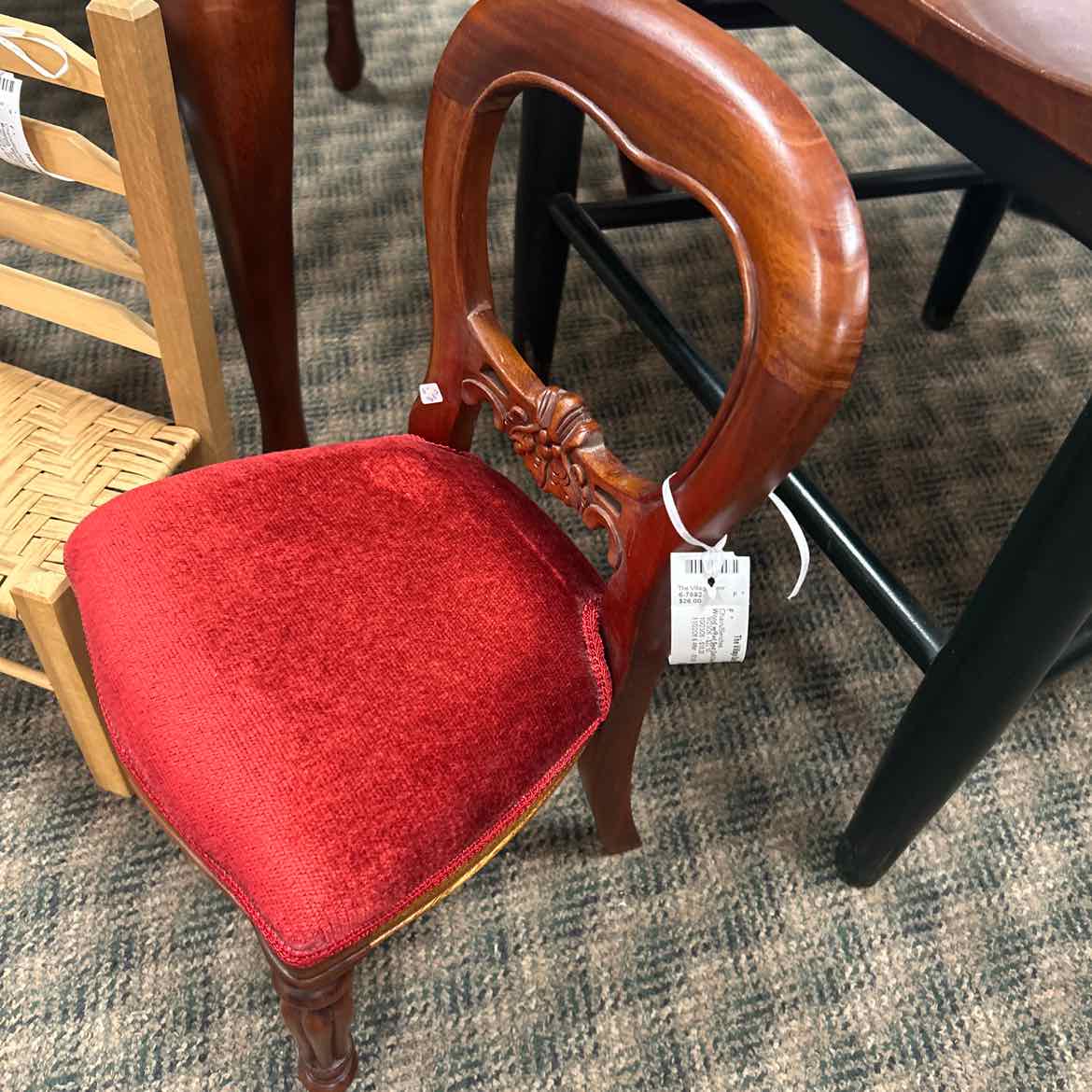 Wood w/Red Seat Doll Chair NEW