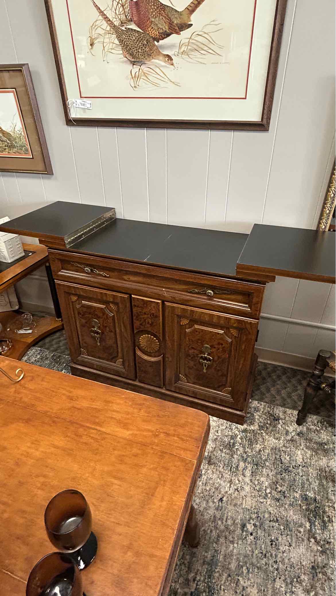 Wood Server w/Design on Doors