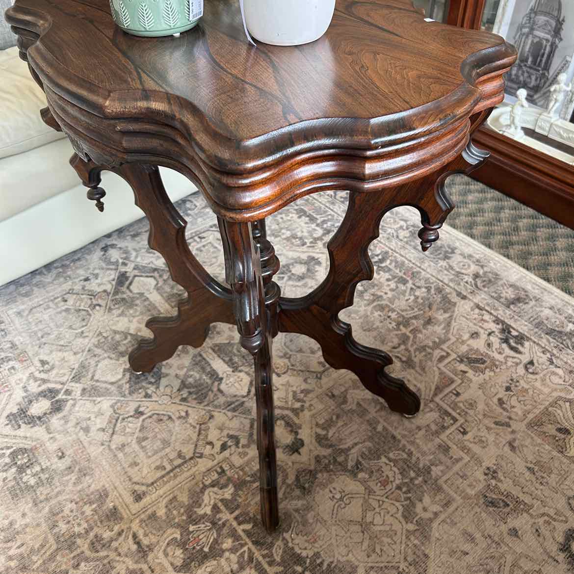 Antique Side Table w/Scalloped Edge