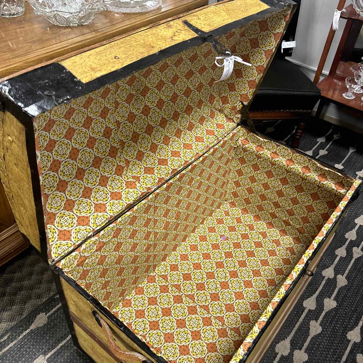 Vintage Wood Trunk w/Brass