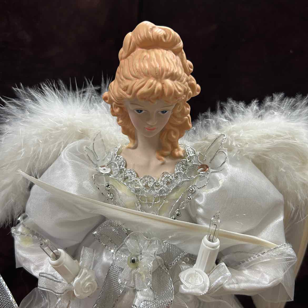 White Angel Tree Topper w/Lights