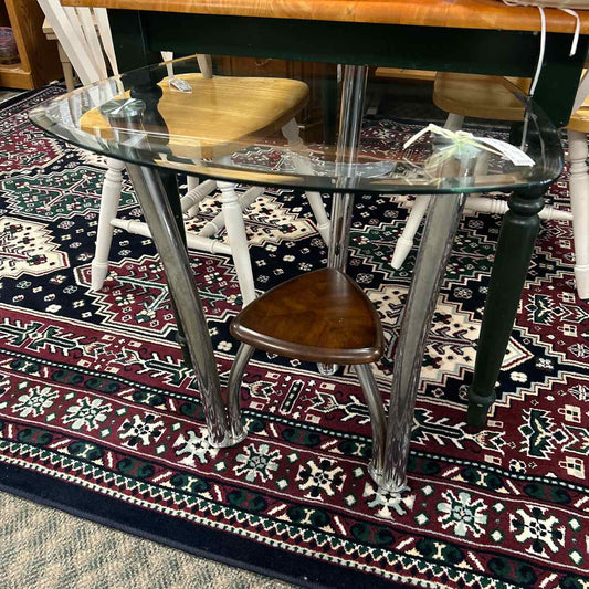 Glass Topped 3 Sided End Table