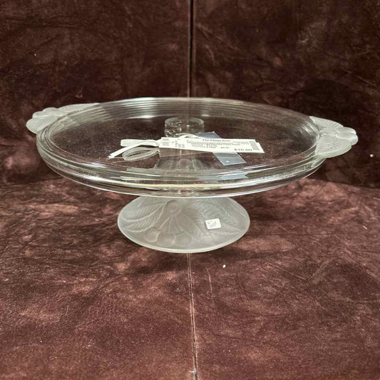 Glass Pedestal Etched Cake Plate