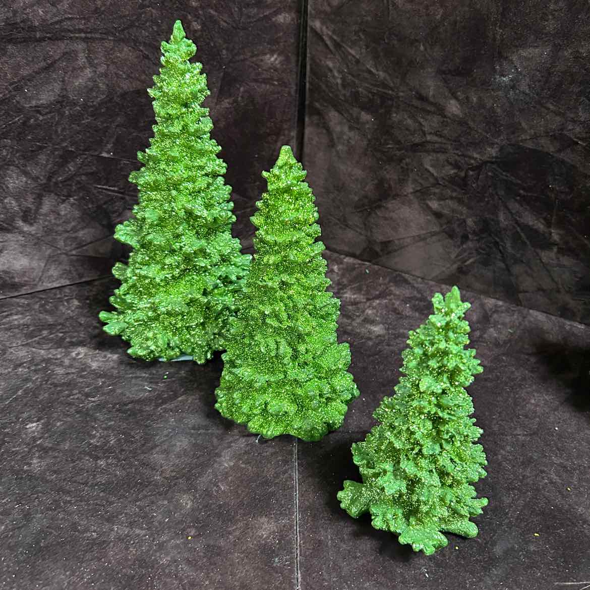 Set of 3 Green Glitter Trees