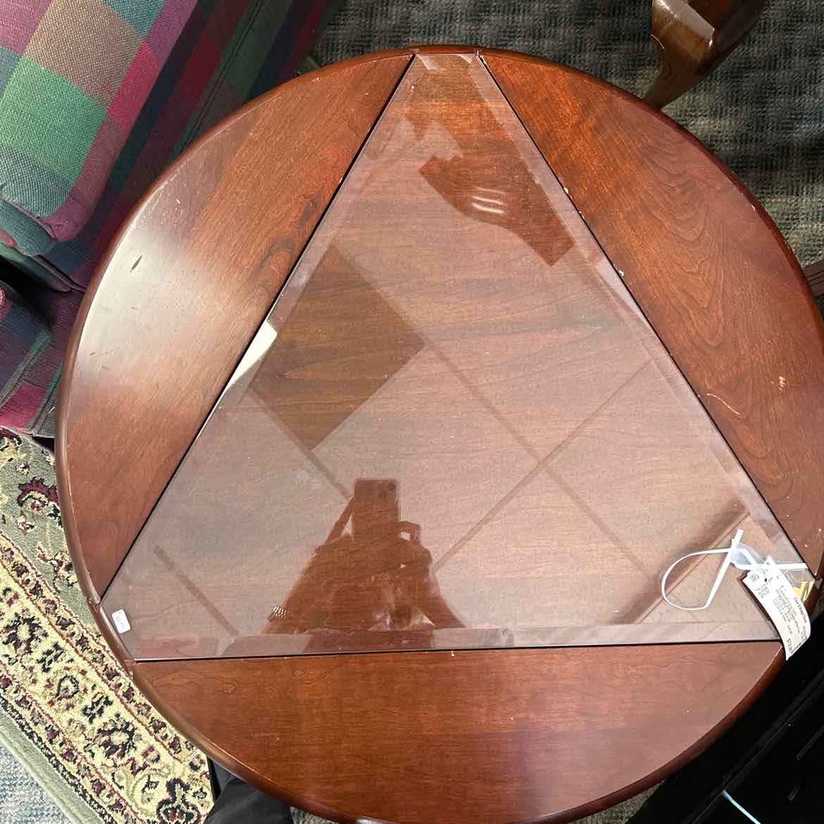 Drop Leaf Side Table w/Glass Top