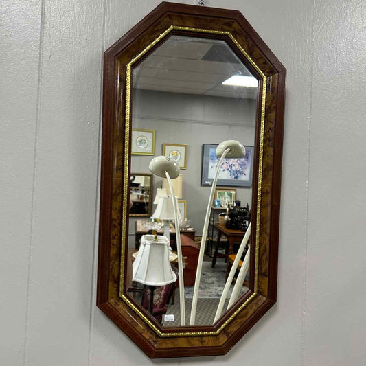Octagon Wall Mirror w/Brown Frame
