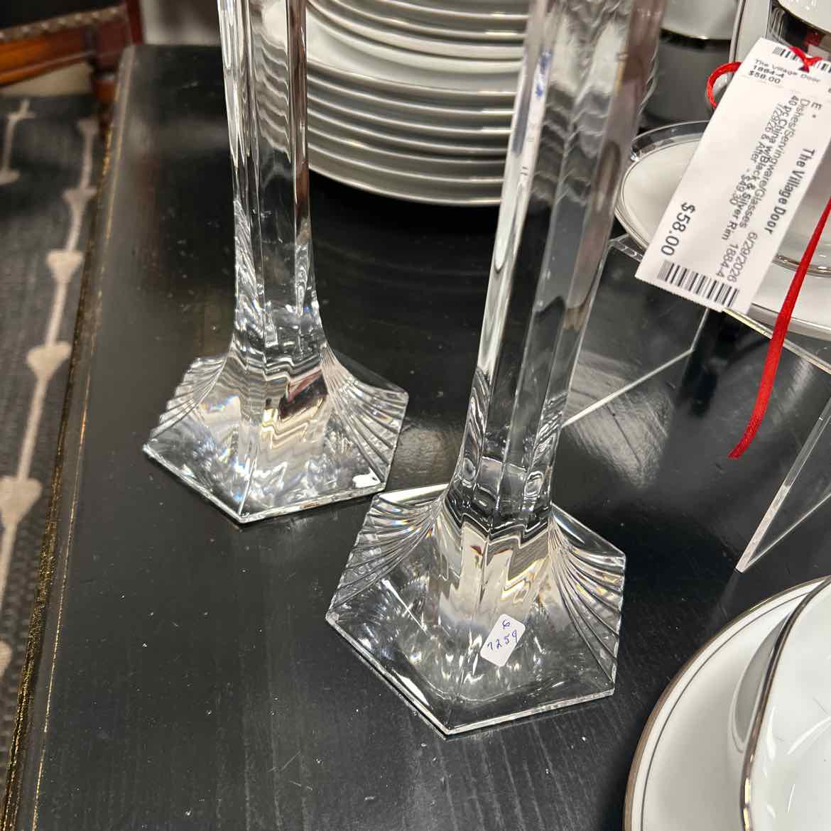 2 Tall Crystal Candlesticks