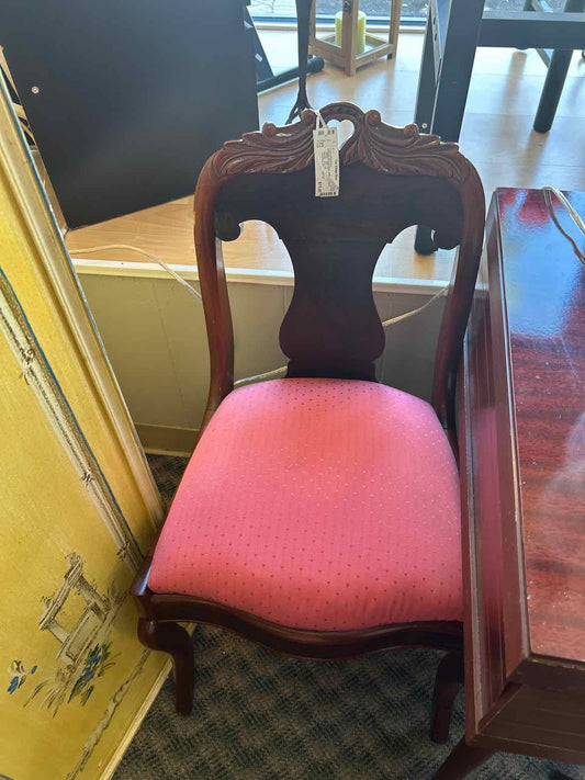 Vintage Wood Chair w/Rose Fabric Seat