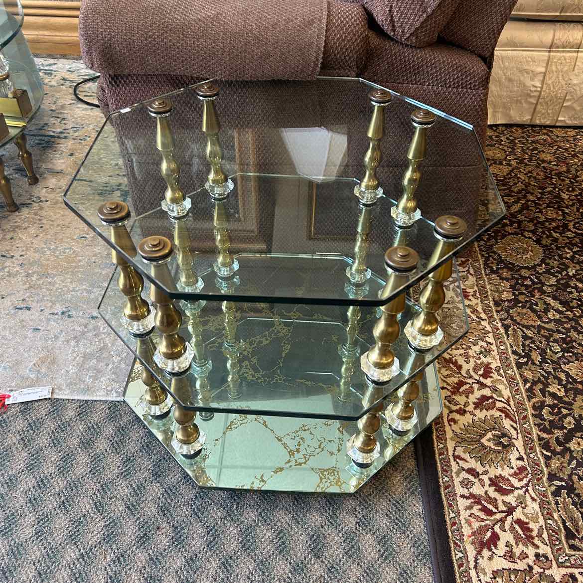 Round Glass 3 Shelf Side Table