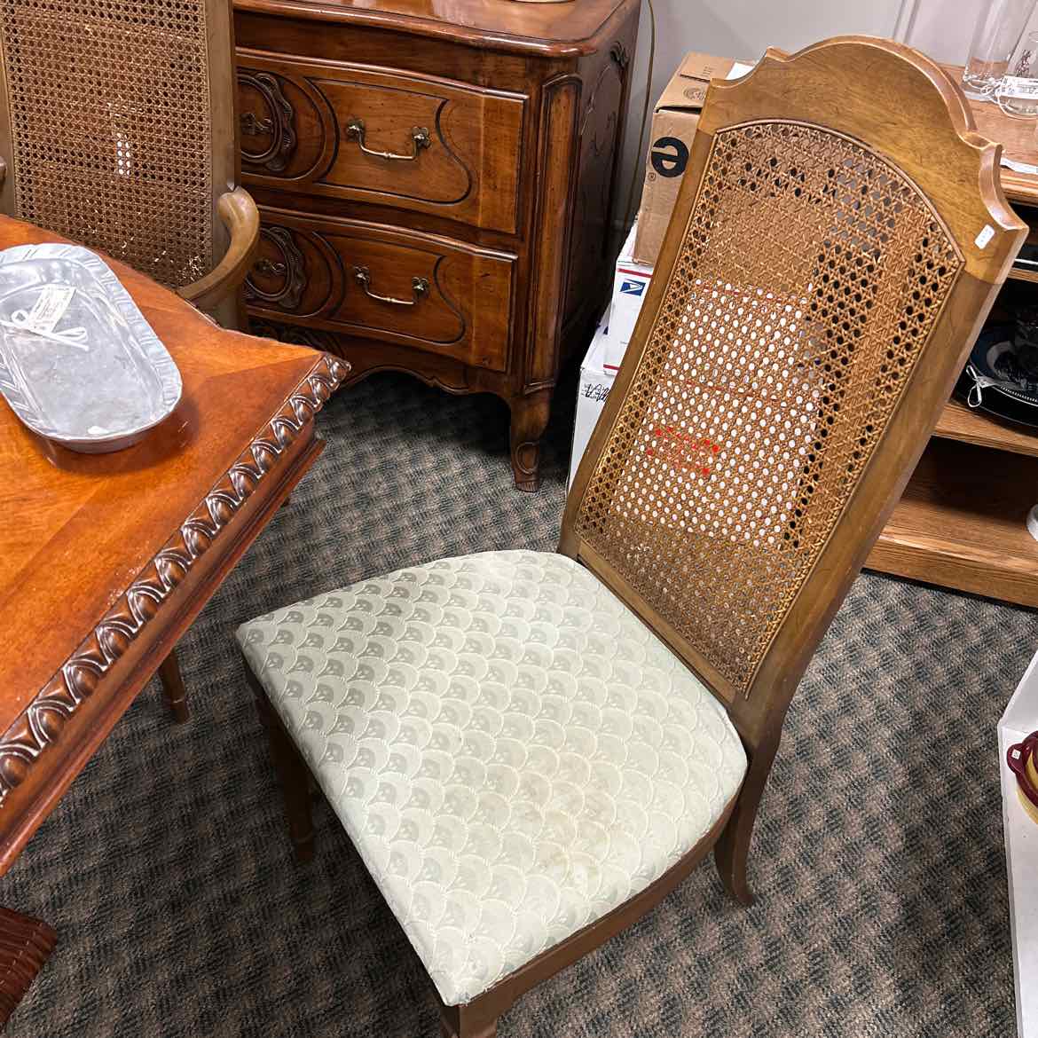 3 Dining Cane Back Chairs & 1 Cane Back Arm Chair