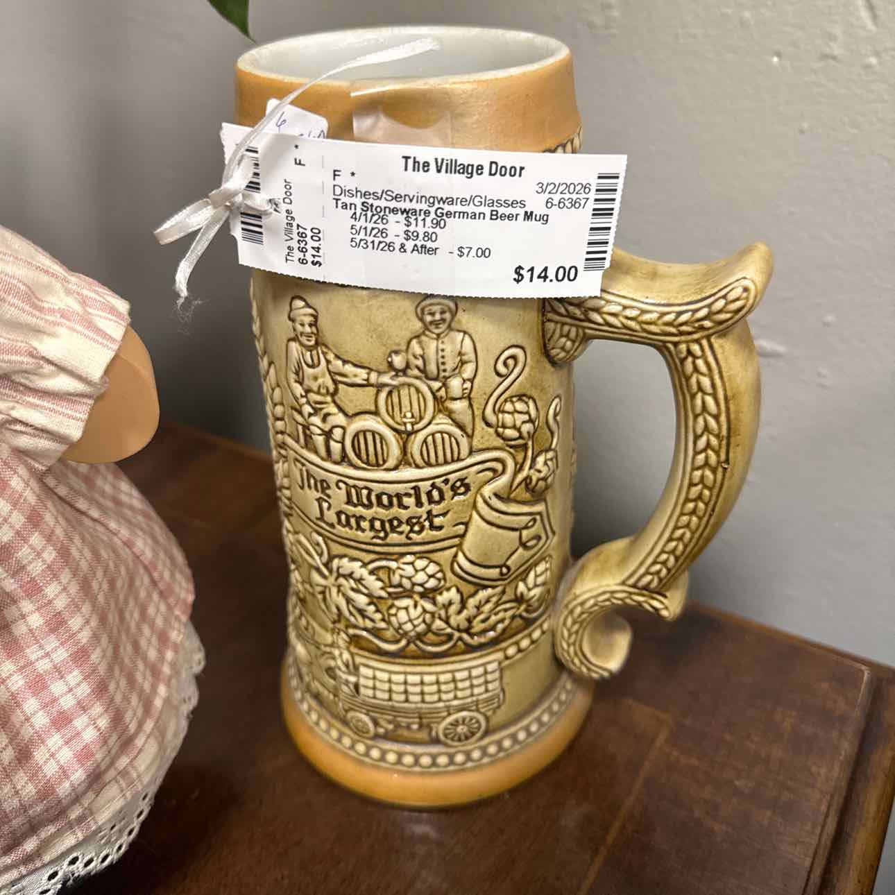 Tan Stoneware German Beer Mug