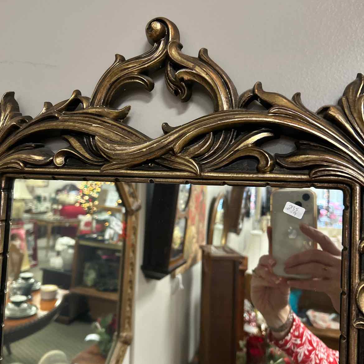 Brass Colored Scroll Mirror