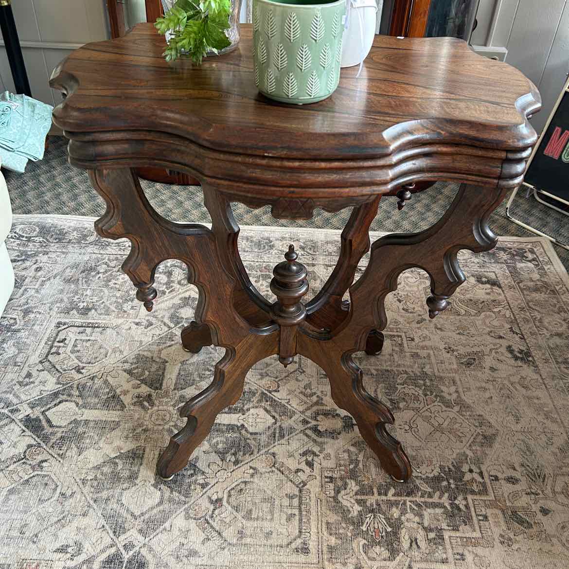 Antique Side Table w/Scalloped Edge
