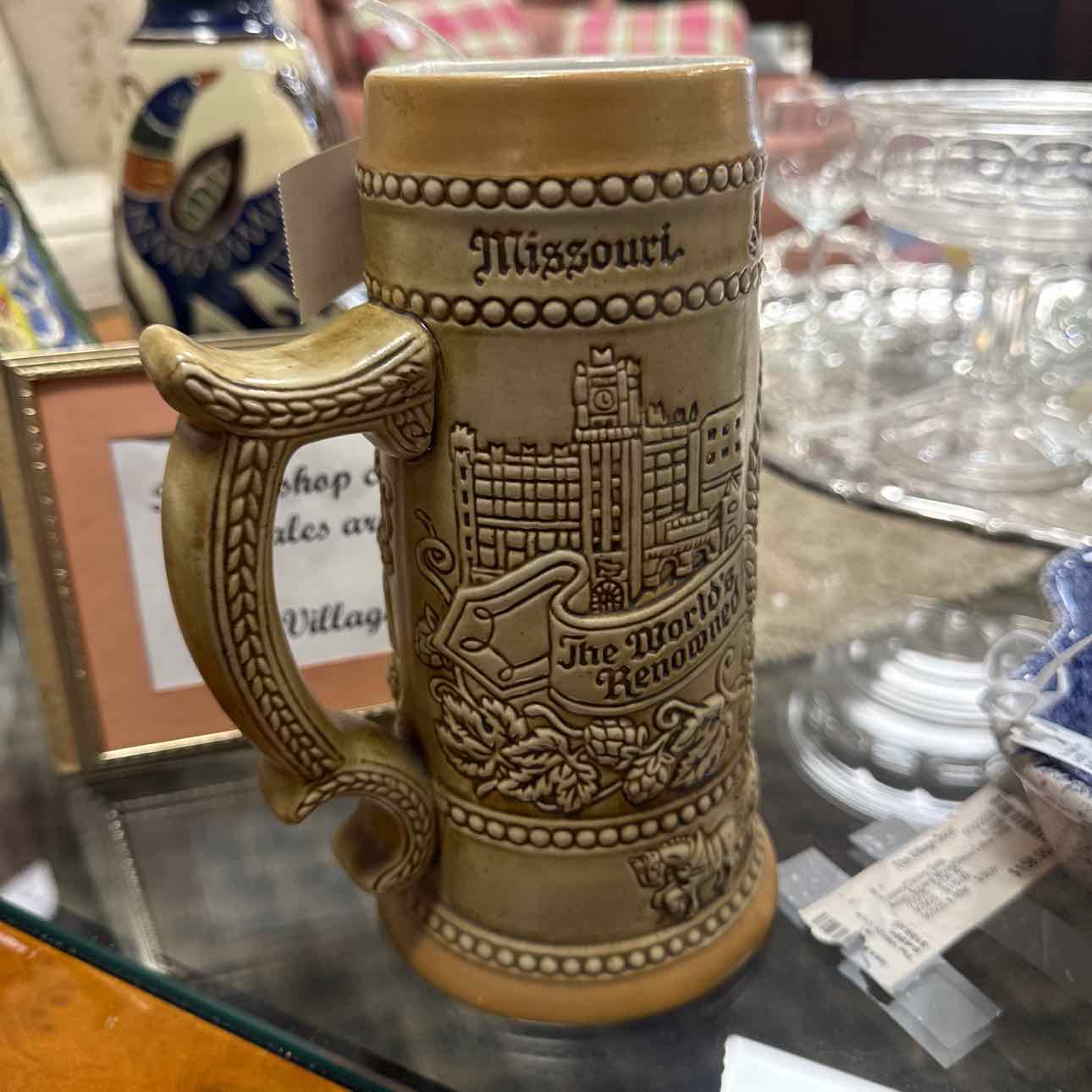 Tan Stoneware German Beer Mug