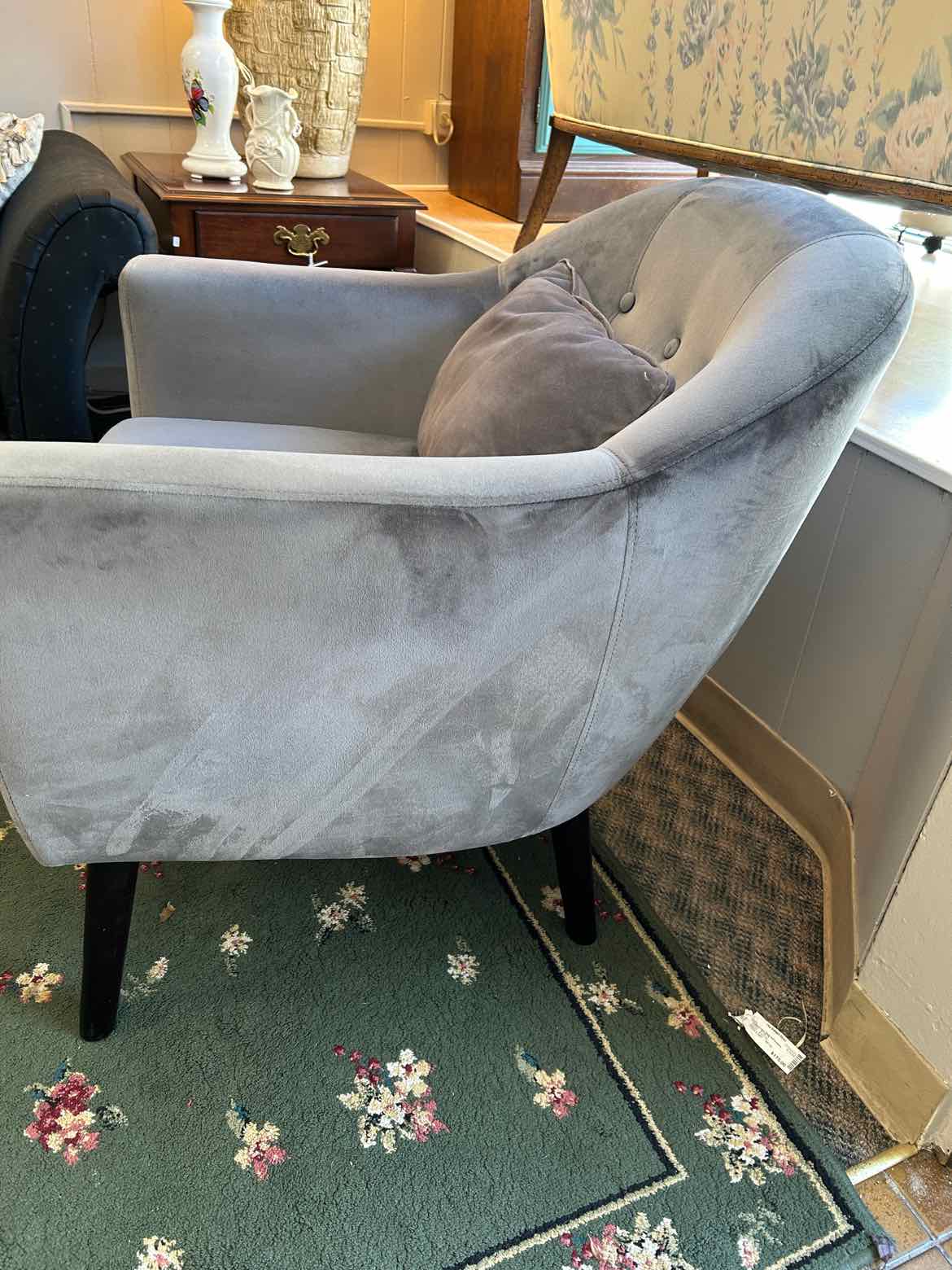 Microfiber Upholstered Gray Arm Chair