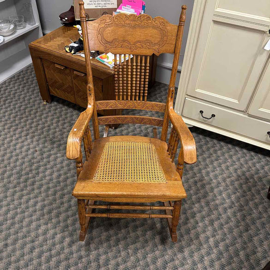 Vintage Oak Rocker w/Cane Seat
