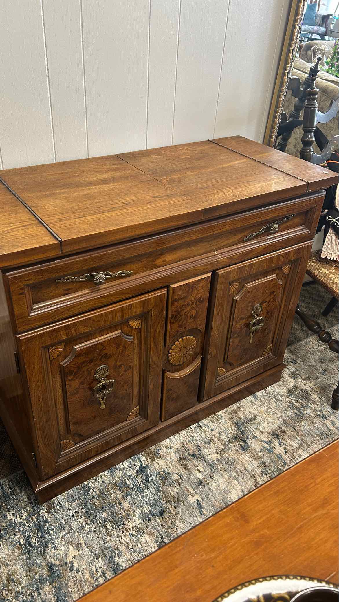 Wood Server w/Design on Doors