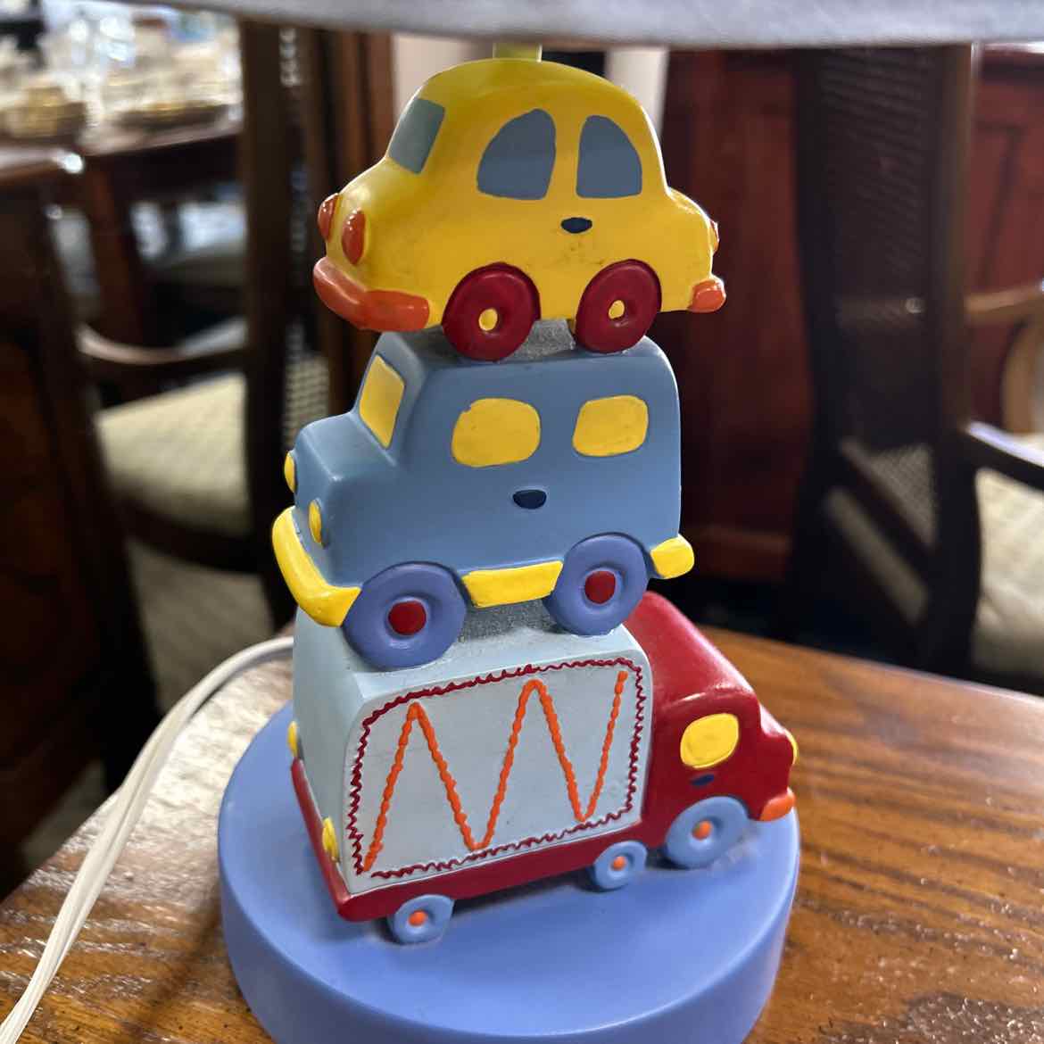 Wood Child's Lamp -Trucks