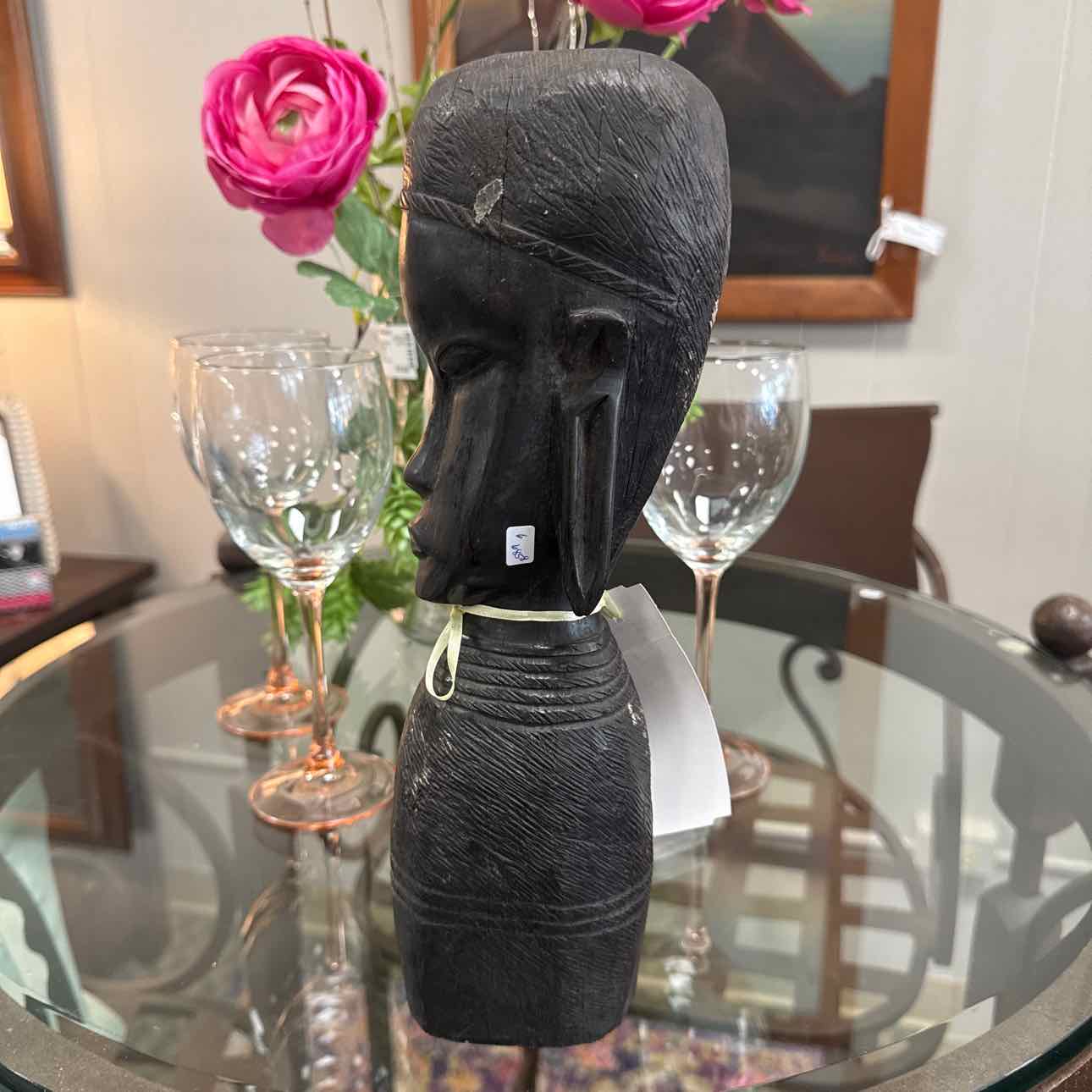 African Wooden Bust Sculpture