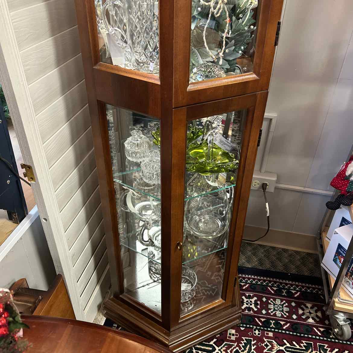 Wood & Glass Curio w/4 Shelves