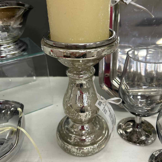 Small Silver Speckled Candleholder