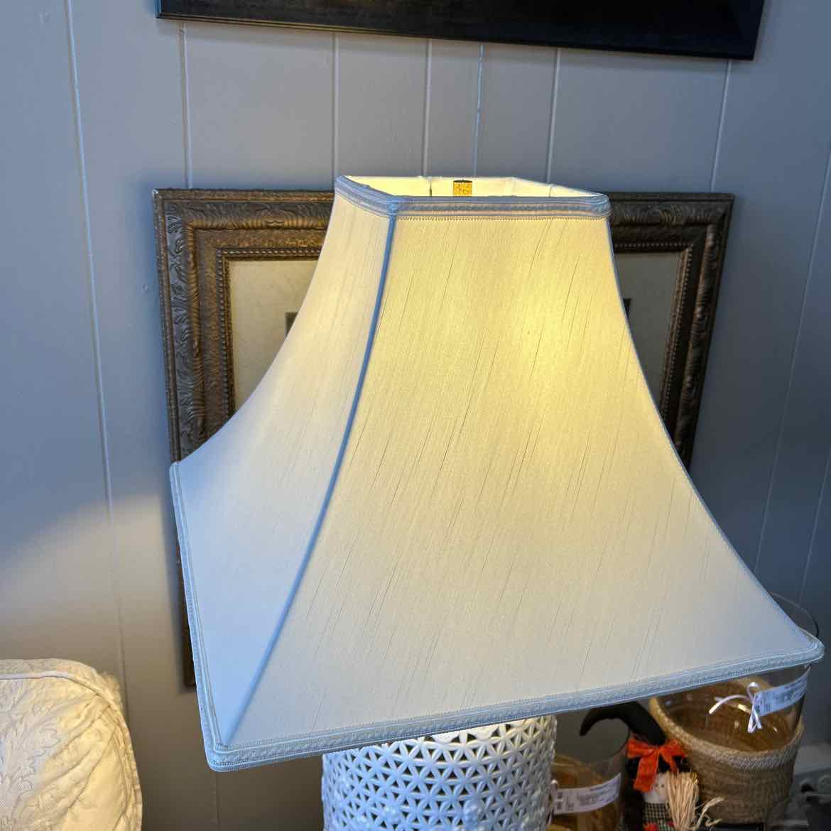 White Ceramic Lamp w/Cut Outs