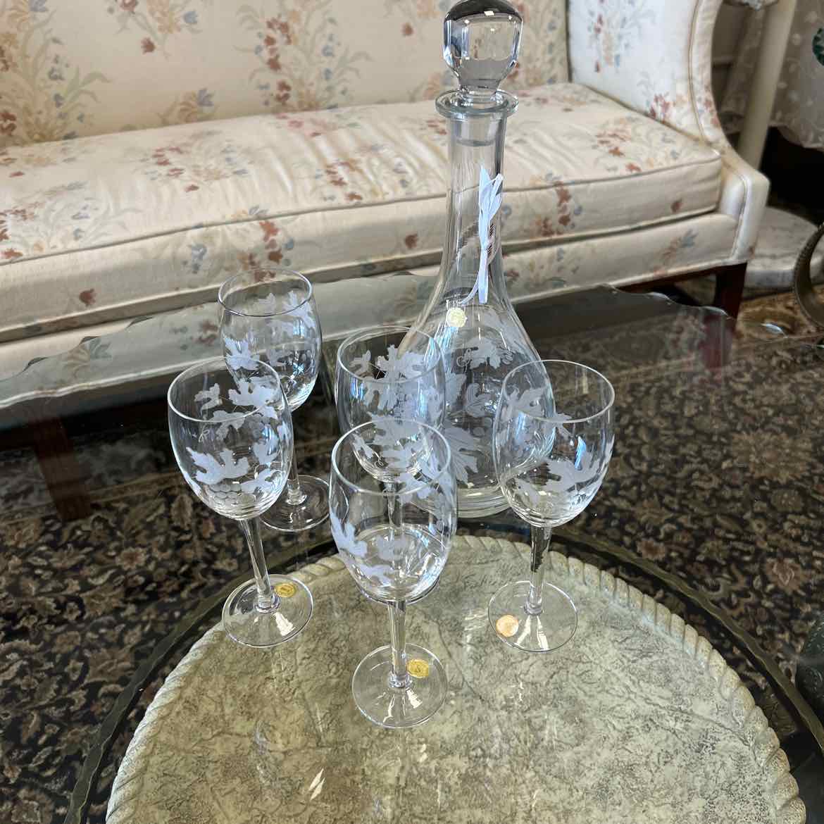 Crystal Wine Decanter w/5 Glasses