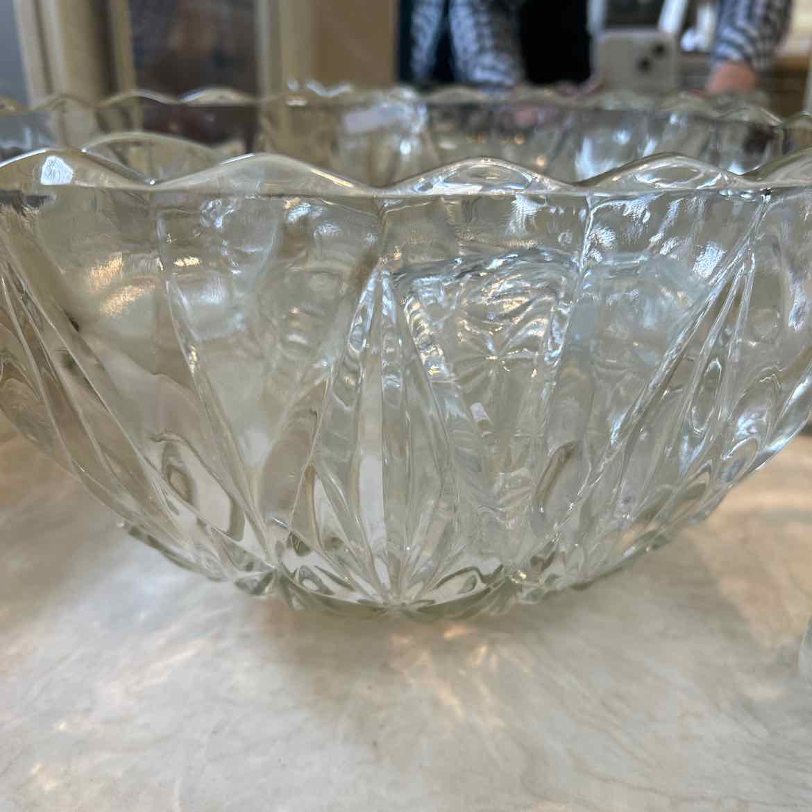 Glass Punch Bowl w/12 Cups