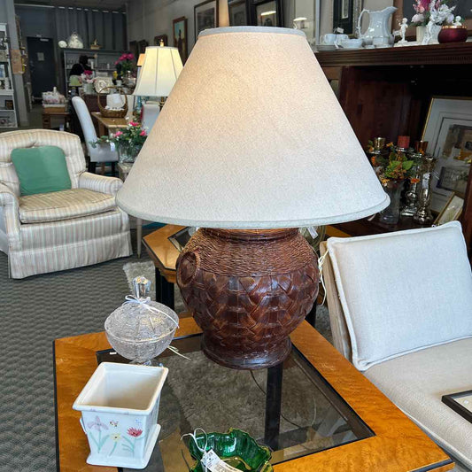 Large Basket Style Lamp w/Shade