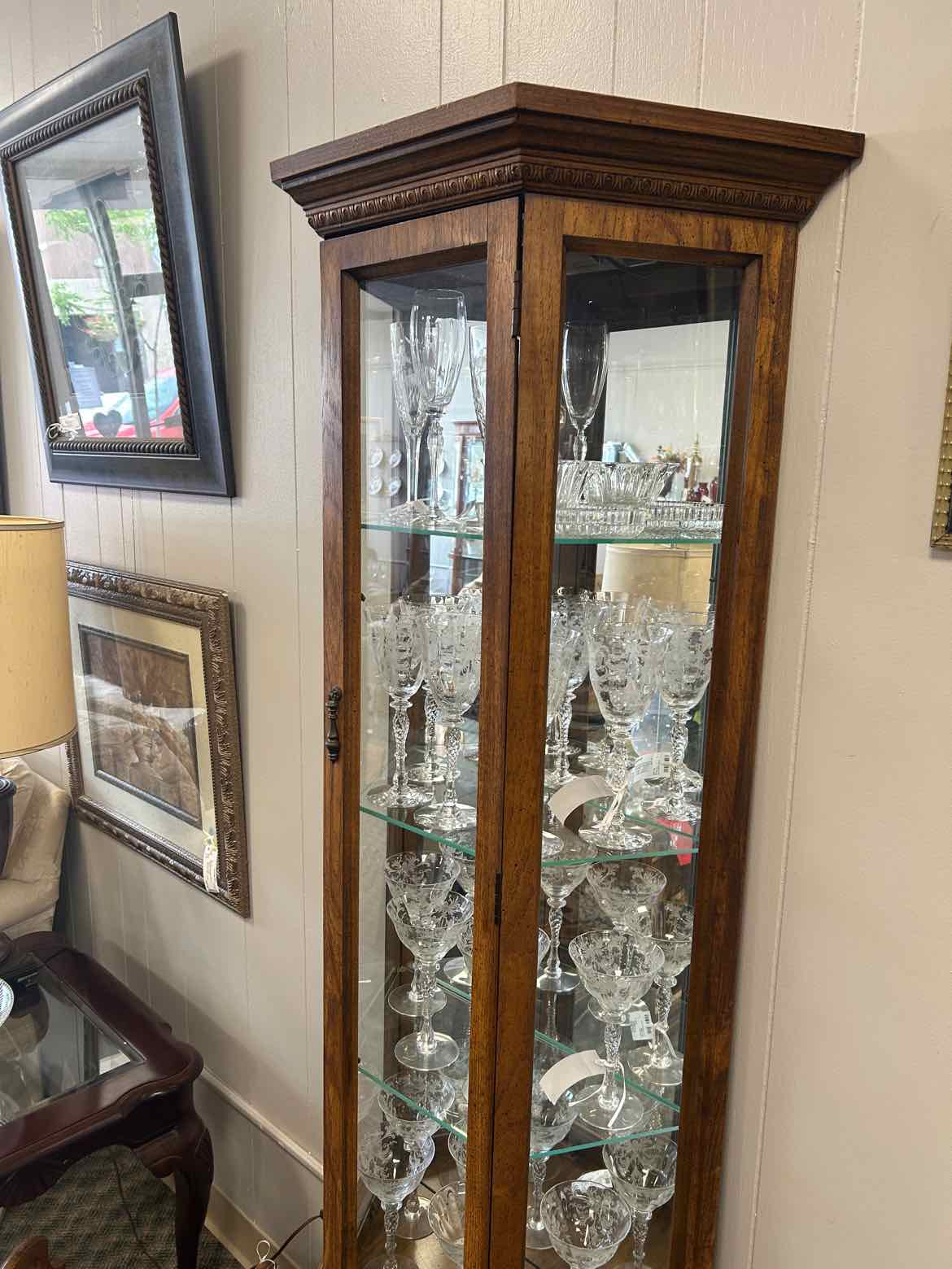Wood Narrow Curio w/4 Shelves