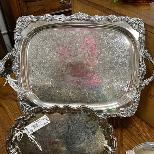 Silverplate Etched Tray w/Scrolling