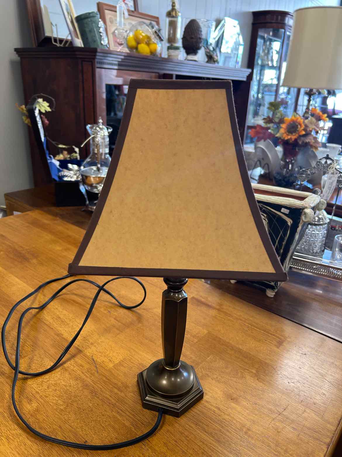 Bronze Lamp w/Square Shade