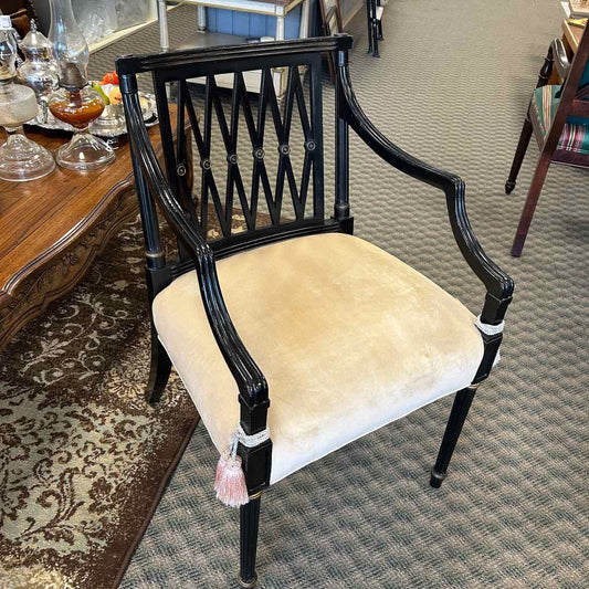 Black Wood w/Cream Upholstered Seat