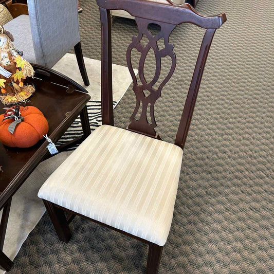 Wood Chair w/Cream Upholstered Seat
