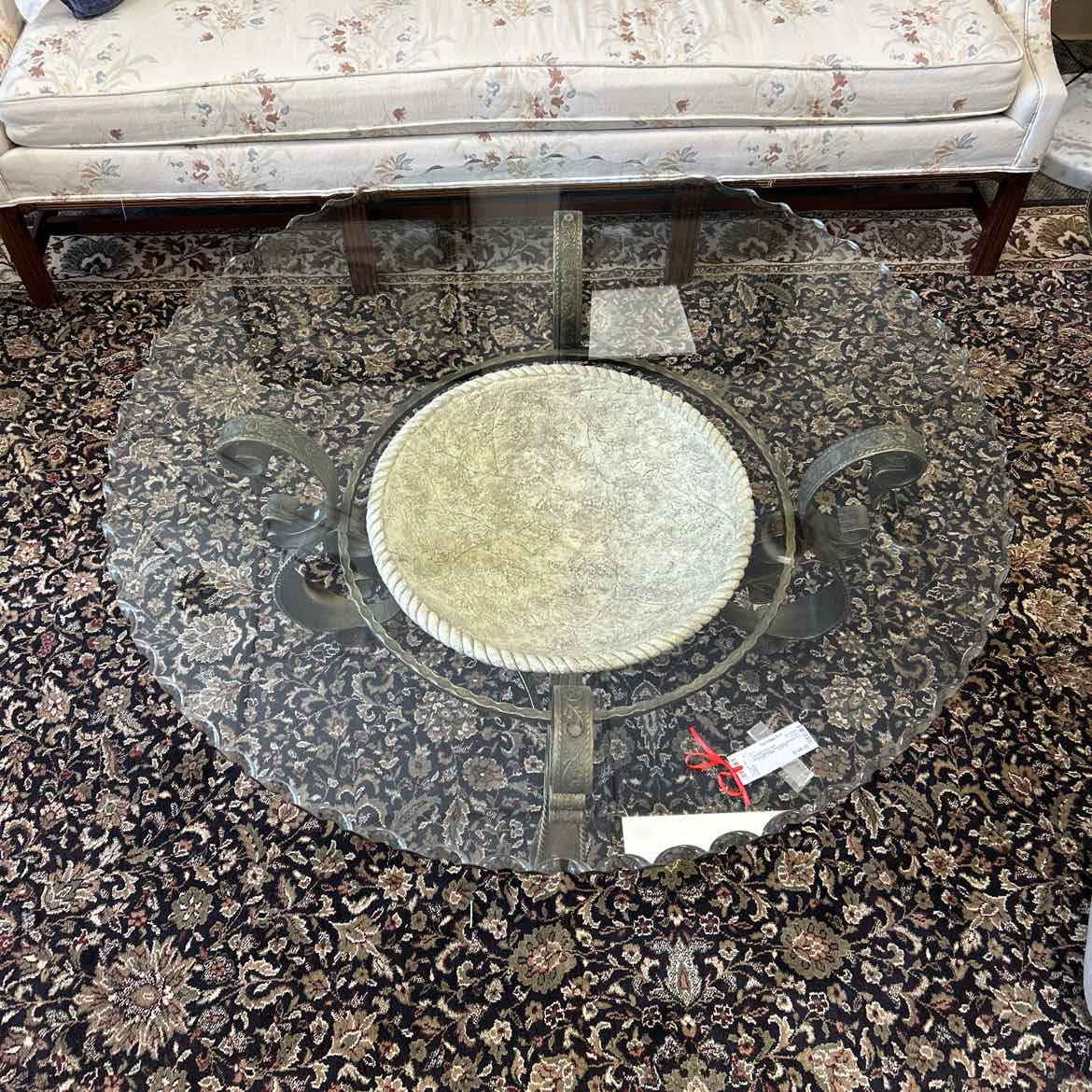 Bronze Metal Coffee Table w/Glass Top