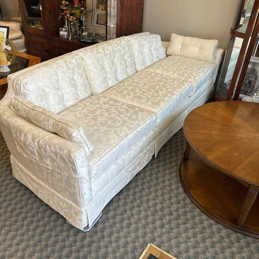 White Damask Sofa w/2 Side Pillows