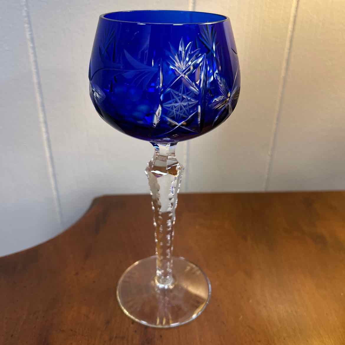 6 Czech Cobalt Blue Wine Glasses