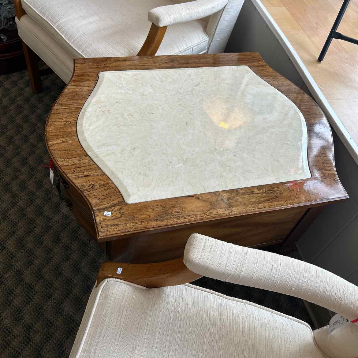 End Table W/Marble Insert & Drawer