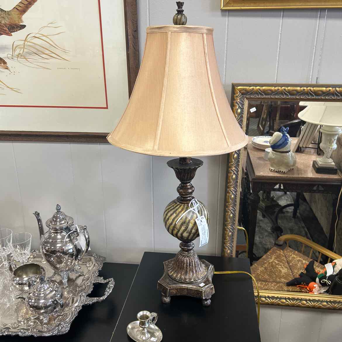 Black & Tan Metal Striped Lamp