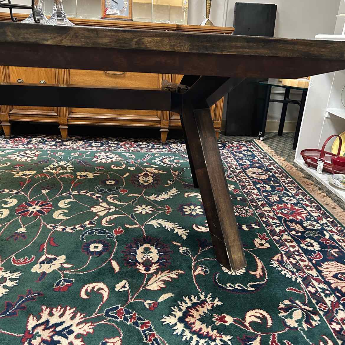 Large Dark Wood Dining Table w/2 Leaves