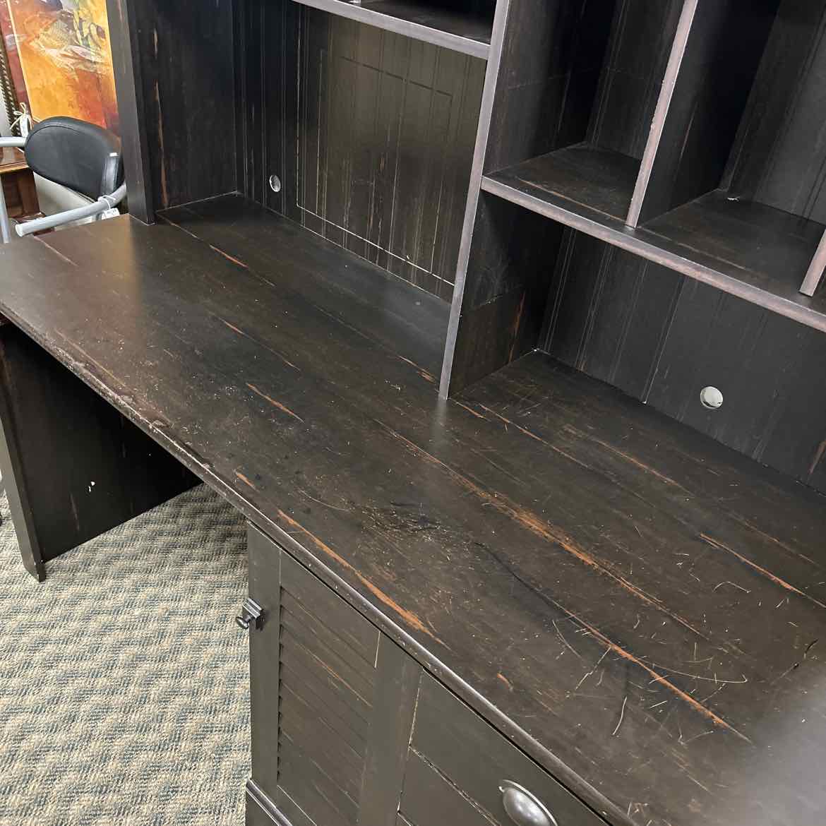 Black Desk With Hutch