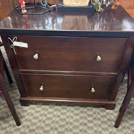 Brown Wood Cabinet w/File Drawers