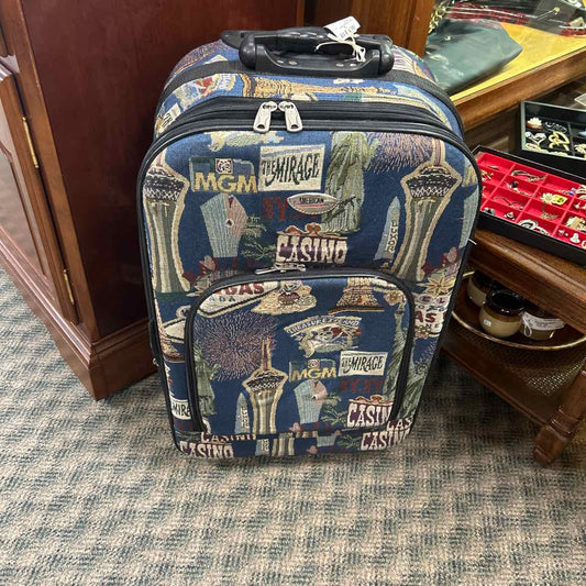 Tapestery Suitcase w/Wheels w/Las Vegas Design