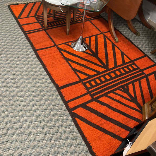 50 x 99" Burnt Orange & Black Rug