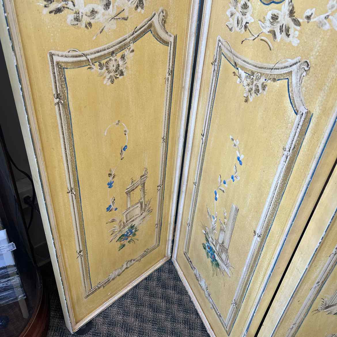 Yellow Painted & Mirror Room Divider