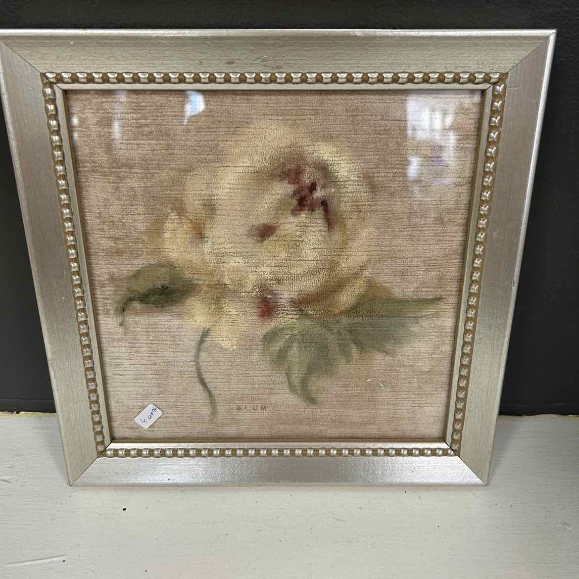 Muted White Flower Picture in Silver Frame