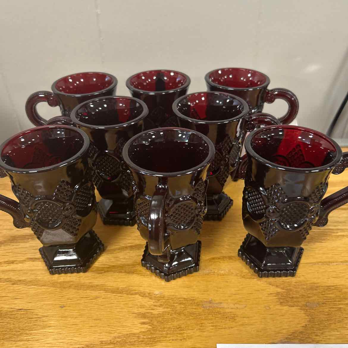 8 pc Avon Ruby Cape Cod Mugs