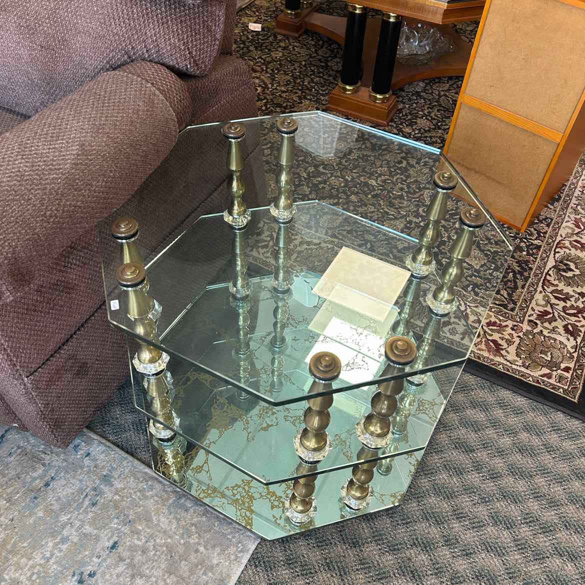 Round Glass 3 Shelf Side Table