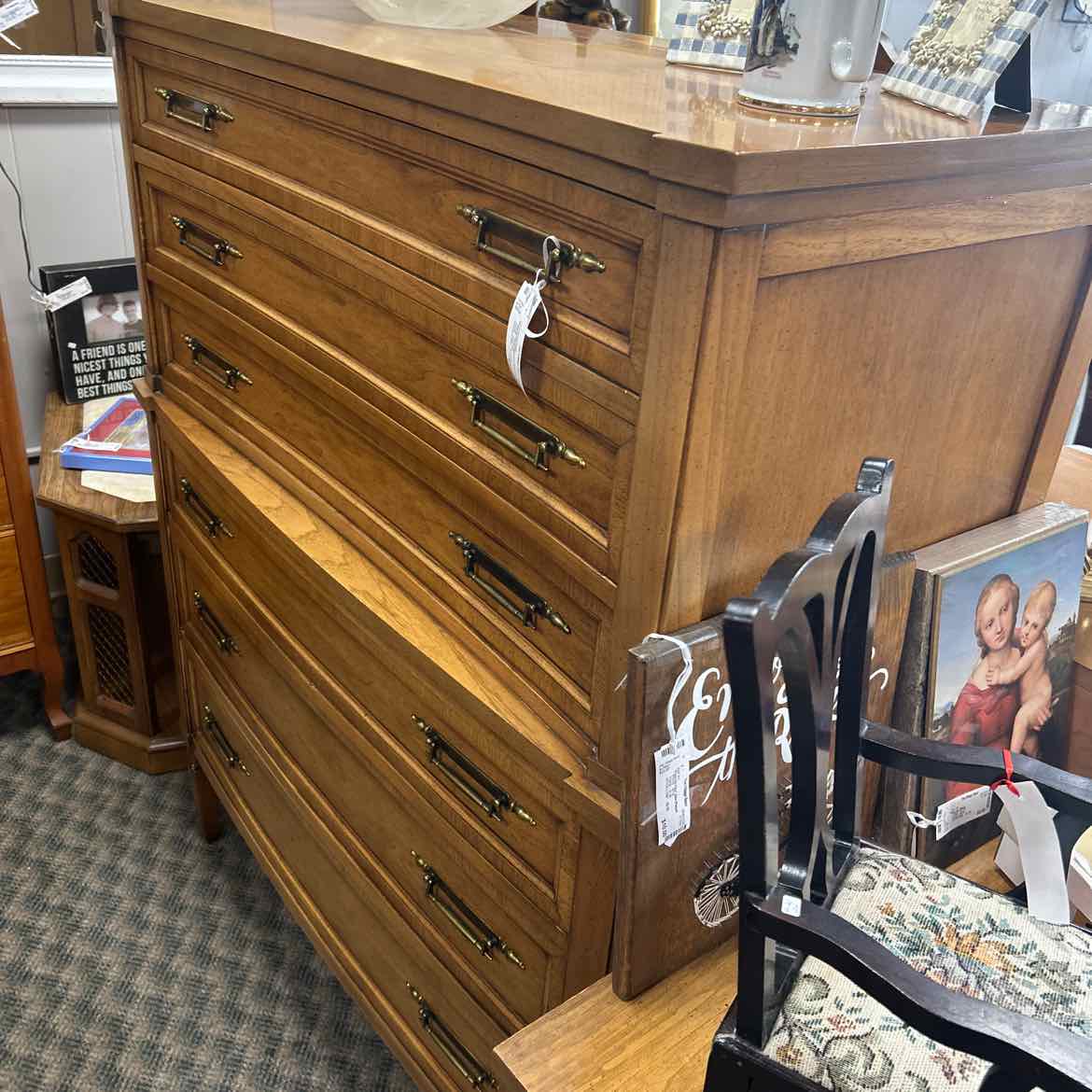Wood Chest -6 Drawers & Brass Handles